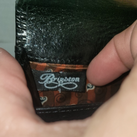 Brighton Black Leather Crocodile Embossed Wallet with Loop Fasteners for Belt - Picture 7 of 8